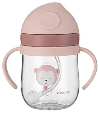 Zuasdvnk Baby Sippy Cup, 250ml Non Spill Cup, Dishwasher Safe Baby Cup, Weighted Straw Children Cups, Baby Bottle for Ages 6+ Months
