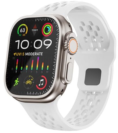 Sport Straps for Apple Watch Ultra 2 Strap 49mm 46mm 45mm 44mm 40mm 41mm 38mm 42mm for Men Women,Silicone Breathable Replacement Band for Apple Watch Ultra/iWatch SE Series 10 9 8 7 6 5 4 3 2 1 SE