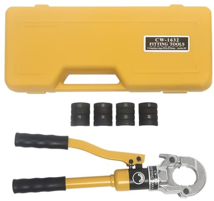 KiwiHood Hydraulische Rohrquetschzange mit 16, 20, 25, 32mm Einsätzen, Kupferrohrpresse Presszange Hydraulische Rohrpresszange für Kupferrohr, PEX-Rohrschneider