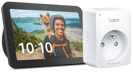 Echo Show 8 (3e génération) | Anthracite + Tapo Matter Prise Connectée, Fonctionne avec Alexa - Kit de démarrage Maison connectée