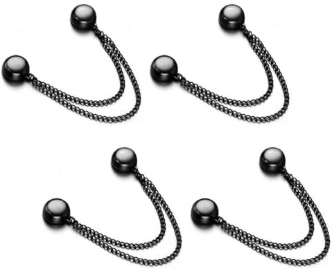 Magnetische Kleiderklammern, 4 Stück Multifunktionale Kleidungsclips, Abnehmbare Magnetische Kleidungsschal Clips mit Kette für Strickjacken, Manschettensäume