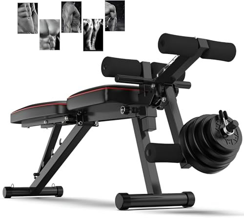 Verstellbare Hantelbank, Hantelbank Klappbar, Hantelbank Klappbar mit Beincurler, Profihantel Hantelbank Bauchtrainer Hause Bankdrücken Sit-up-Boar