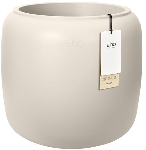 elho Amber Beads Small 40cm Flower Pot - Linen White | Ø 39.2 x H 34.9 cm | Suitable for Indoor & Outdoor Use | 100% Recycled Plastic