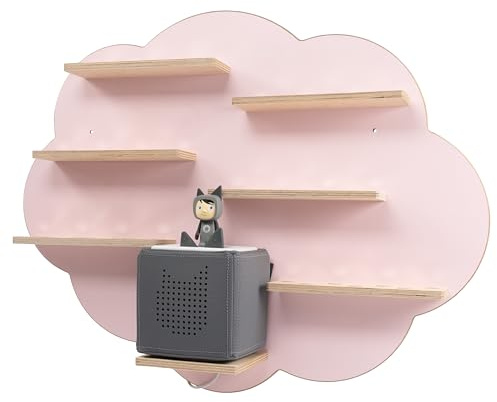 MilaCasa Tonibox Wandhalterung Wolke - Wandregal für Toni - Tonibox Regal Kinderzimmer-Buchstabe - Kinder Regal - Tischlereiqualität aus Deutschland (Blau) (Rosa)