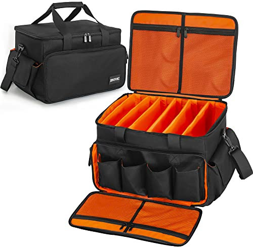 OUUTMEE Borsa da DJ Cable File Bag, divisori regolabili e due tasche separate, 30 x 20 x 20 cm, per attrezzature DJ professionali, strumenti musicali e accessori, Nero , XXS 30*20*20CM, cinghia