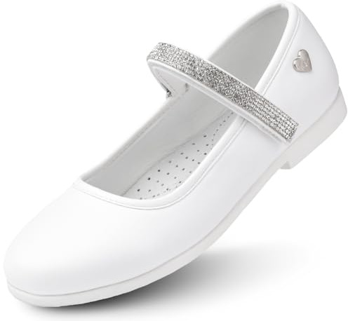Wojtyłko WK Mary Jane Mädchen mit Klettverschluss | Ballerinas für Prinzessin | Kommunionschuhe | Riemchenballerina mit Lederinnensohle