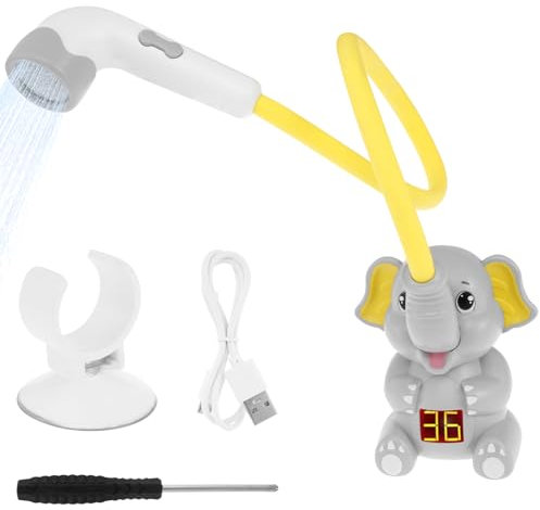 Jouet de bain pour bébé - Pommeau de bain pour bébé - Étanche - Avec pommeau de douche - Pompe à eau éléphant contrôlée de manière intelligente - Jouet pour enfants - Pour fille et garçon - Gris