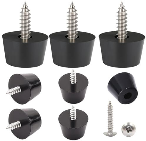 8Pcs Rubber Feet Pads, 23x16mm Black Furniture Feet with Screws, Anti-Slip Rubber Feet for Furniture, Cutting Boards, Chairs, Cupboards, Floor Protection