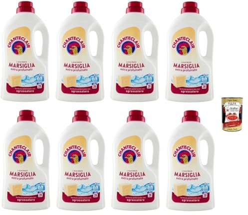 Chanteclair Lavatrice Marseille-Duft Detersivo Liquido - Flüssigwaschmittel für die Waschmaschine - Waschmittel Formel mit Entfetter 28 Wäschen 8x 1260ml + Italian Gourmet polpa 400g