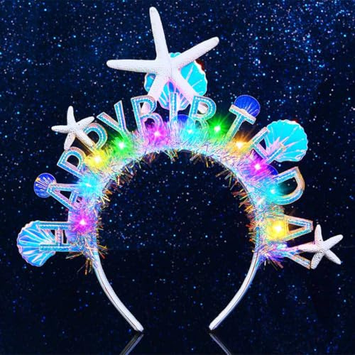 Evlry Couronne lumineuse à LED Happy Birthday - Accessoire de cheveux pour femme