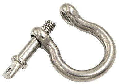 Grillete, grillete de acero inoxidable, grillete pequeño, M4-M14 100 % acero inoxidable A2 304 tipo D, grillete anticorrosivo D, grillete de arco SUS 304 M4-M14 tipo U(Bow Shackle, M6 10 piezas)