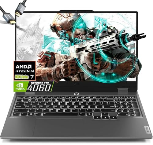 Lenovo LOQ 15.6 Gaming Laptop AMD Ryzen 7 8845HS Beat i9-13900H - RTX 4060-32GB RAM| 1TB SSD -Backlit Keyboard - 15.6 FHD Display G-SYNC - Windows 11 - Computadora Gamer PC - HDMI Cable