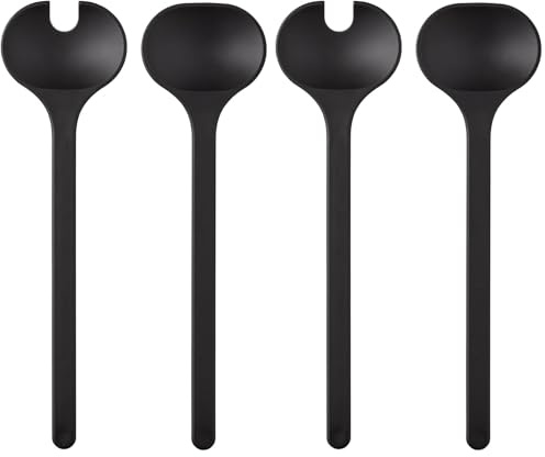 Mepal – Salatbesteck 2-teilig Silueta – Spülmaschinenfest – Salatbesteck – Salatgabel und Löffel – Nordic black (Packung mit 2)