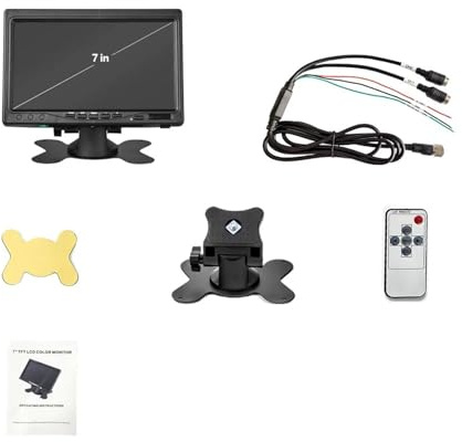 Universal 7 inch Car Monitor 9-36V Stand Reverse Camera 2 Way Video Input for Parking/Reversing/CCTV System(Only Monitor-4PIN)