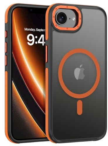 BENTOBEN Hülle für iPhone 16e iPhone 17e Hülle Magnetisch Hülle für iPhone SE 4 (2025) Durchscheinende Matt Anti-Fingerabdruck Handyhülle für iPhone 17e/16e, Orange