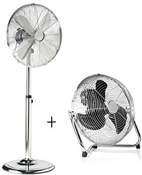 Höhenverstellbarer oszillierender Standventilator im Set mit Bodenlüfter, je 3 Leistungstufen