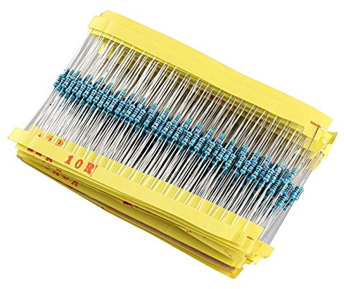 HALJIA 1/4W Ceramic Metal Film Resistors Kit Set 30 Values (10ohm - 1Mohm) x 20Pcs (600 Pcs)