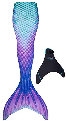 Fin Fun Meerjungfrauenflosse Limited Edition mit verstärkten Spitzen inkl. Monoflosse - Meerjungfrauenflosse für Mädchen und Damen in realistischen 3D Mustern und originaler Fin Fun Qualität