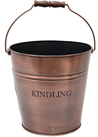 Vintage Style Fireside Log Kindling Storage Container Copper Kindling Bucket Basket 17L (AM97)