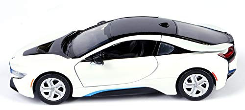 Motormax Miniatur 1:24 Modellauto BMW i8 2018 Coupe weiß/schwarz Modellauto