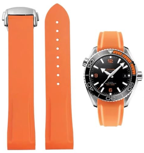 FOUUA Uhrenarmband für Omega Silikon Gummi Uhrenarmbänder 20mm 22mm Sanft Wasserdicht Sport Ersatz Faltschließe Armbänder Original Uhrenarmband Omega Seamaster SpeedMaster De Ville