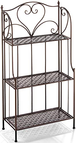 Kobolo Metallregal Standregal Vintage Landhausstil - Metall - Braun - 58x22x122 cm