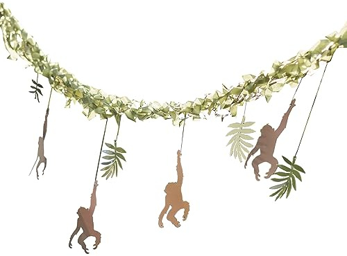 Ginger Ray Safari-Dschungel-Motiv, AFFE und Blätter, zum Aufhängen, Party-Dekoration, Banner
