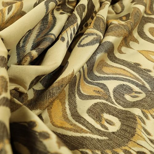 Redbrick Mill Fabrics Polsterstoff mit großem floralem Damastmuster, Vorhangstoff in Cremebraun (Meterware)