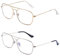 JM Computerbrille mit blauem Licht, quadratischer Augenschutz, blendfrei, für Herren und Damen, Gold&Silber, Einheitsgröße