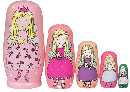 ELUTONG Wooden Nesting Dolls Russian - Angel Russian Matryoshka Nested Dolls, 5Pcs/Set Handmade Stacking Educational Learning Kids Toys