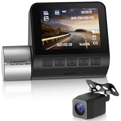Front- und Rückkamera mit WLAN-Modul, eingebautem Lautsprecher und Mikrofon, 170-Grad-Weitwinkelobjektiv, automatische Startaufnahme, Loop-Aufnahme, G-Sensor, Parkmodus, HDWR VideoCAR-D400