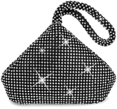ele ELEOPTION Damen Clutch Strass Handtasche Abendtasche für Party Tanz Hochzeit (Schwarz)