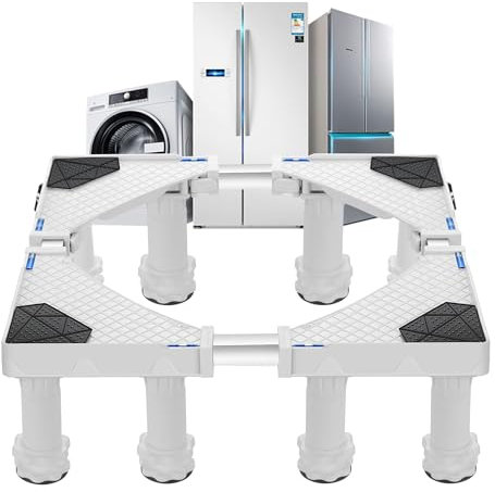 [en.casa] Waschmaschinen-Untergestell Kirburg Sockel 8 höhenverstellbare Füße bis 400 kg zum Erhöhen von Großgeräten Podest Weiß