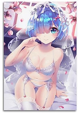 ELedvb Re Zero Rem Anime-Poster, Leinwand-Poster, dekoratives Gemälde, Leinwand-Wandposter und Kunstdruck, modernes Familienschlafzimmer-Dekor-Poster, 30 x 45 cm