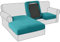 Sofa Sitzkissenbezug, Samt Stretch Bezug für Sofa Sitzkissen, Elastische Couchüberzüge, Sofasitzbezug Schonbezug Ersatz für einzelne Kissen (Großer 3-Sitzer,Türkisblau)