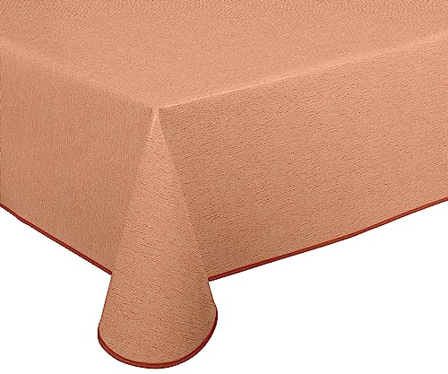 BEAUTEX Wachstuchtischdecke abwaschbar Leinenstruktur Terra Rund 140 | Wasserundurchlässig, pflegeleicht, strapazierfähig, für Küche, Esszimmer, Balkon & Garten, ideal zum Basteln mit Kindern