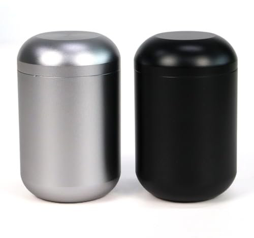 2 Pcs Aluminum Storage Jar Portable Airtight Smell Proof Container Bottle Multipurpose Storage Container for Spices, Coffee & Teas,65ml,Black