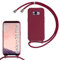 Haygdz Silikon Handykette für Samsung Galaxy S8 Plus Hülle mit Band,Verstellbarer Halskette Handyhülle,Necklace Hülle mit Band,Handyhülle für zum Umhängen,Case mit Schnur, Rot