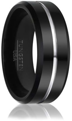 Soul-Cats Hochwertiger Ring aus Wolframcarbid für Herren und Damen Bicolor Verlobungsring Freundschaftsring Partnerring einer Geschenkbox, Farbe: schwarz-silber, Ringgröße: 57