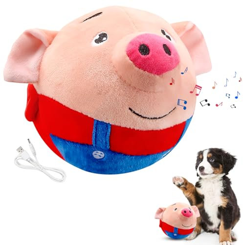 Aktiv Bewegliches Haustier Plüschtier, Interaktives Hundespielzeug, Sprechendes Tier Plüschtier für Hund, USB Wiederaufladbare Interaktive Waschbare Cartoon Schwein Plüsch Sound Elektronisches