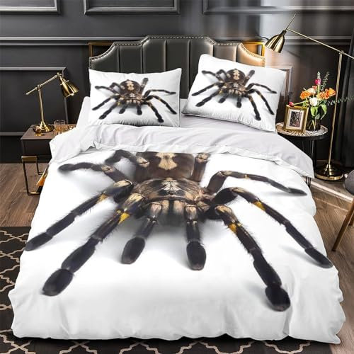 OBABO Realistische Vogelspinne Himmlische Bettwäsche Satz Mit 3D Motiv, Aus Microfaser Stoff, Speziell Designt Für Studentenwohnheim, Inklusive Bettbezug Und Kissenbezug King(220x240cm)