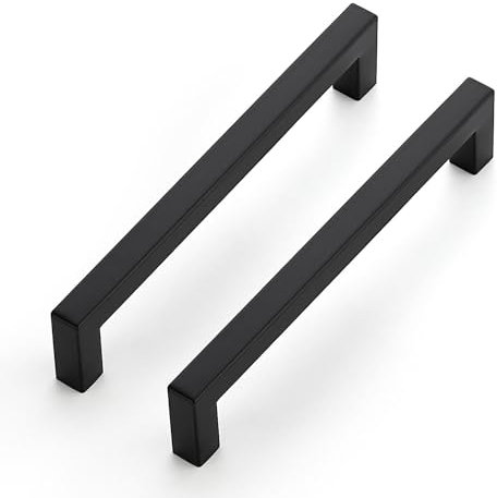 Ravinte 10 Pack Kitchen Door Handles Black Handles for Cupboards 160mm Cupboard Pulls Kitchen Cabinet Pulls Square Bar Wardrobe Hardware Cabinet Door Hardware