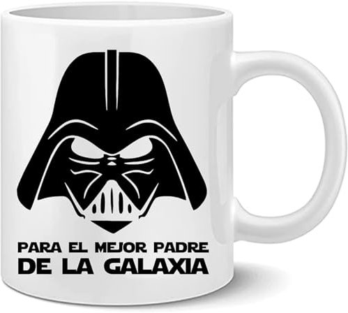 Taza Personalizada para el mejor padre de la galaxia - regalos originales para papás y abuelos - Cerámica de 350 ml - Apto Microondas y Lavavajillas (Blanco, 1)