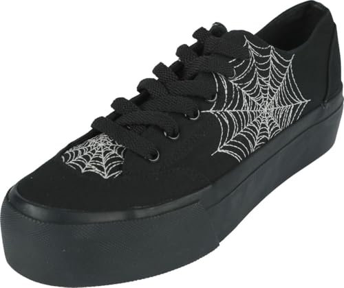 Gothicana by EMP Damen Schwarze Sneaker mit Glow in The Dark Spinnennetz-Stickerei EU40