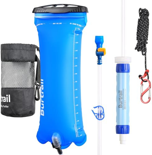 Burtrail Gravity - Filtre à eau professionnel polyvalent - Paille filtrante de 0,01 micron - Kit de survie pour la randonnée, la randonnée et la randonnée