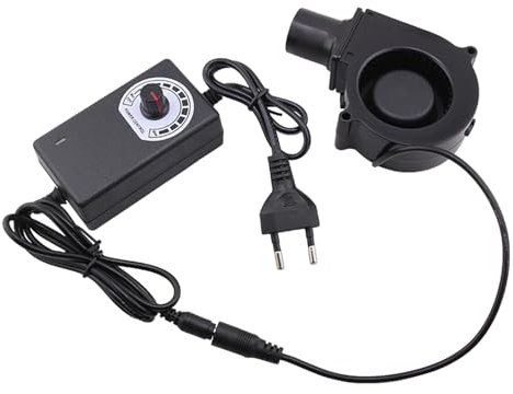 SPORWAY Ventilador de Turbina 12V/230V Regulable - Refrigeración AC Con Control de Velocidad Para Picnic, Camping, Calentadores y Barbacoas