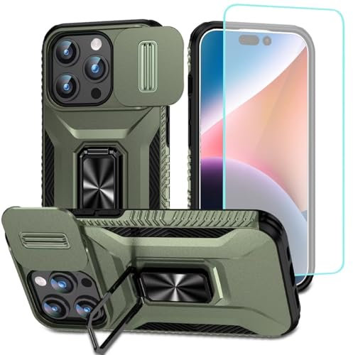 Wanyuexes Funda para iPhone SE 2022/SE3 2022/SE 2020/para iPhone 7/8/para iPhone 6S/6 con Vidrio Templado, Cubierta Deslizante para Cámara y Anillo Giratorio para iPhone 8 Verde