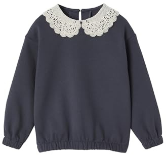 Vertbaudet Mädchen Sweatshirt mit Makramee-Kragen, Recycling-Polyester