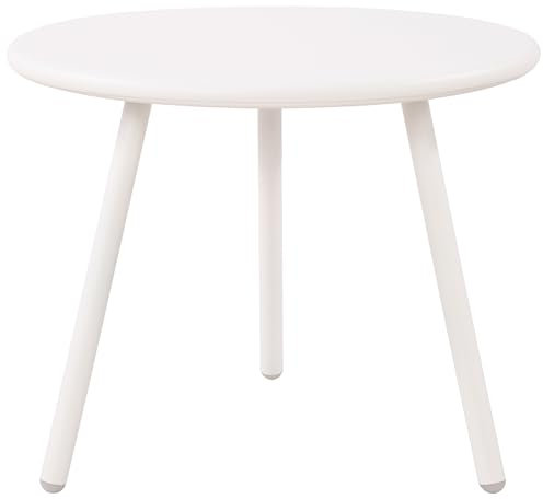 CLP Couchtisch Berea I Runder Loungetisch für draußen und drinnen I Gartentisch wetterfest und UV-beständig I Outdoor Beistelltisch, Farbe:weiß