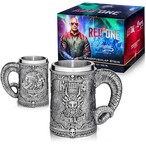 Dragon Glassware Red One Krampus Stein – Offizieller Merchandise-Artikel – isolierter Bierkrug aus Edelstahl – 482 ml